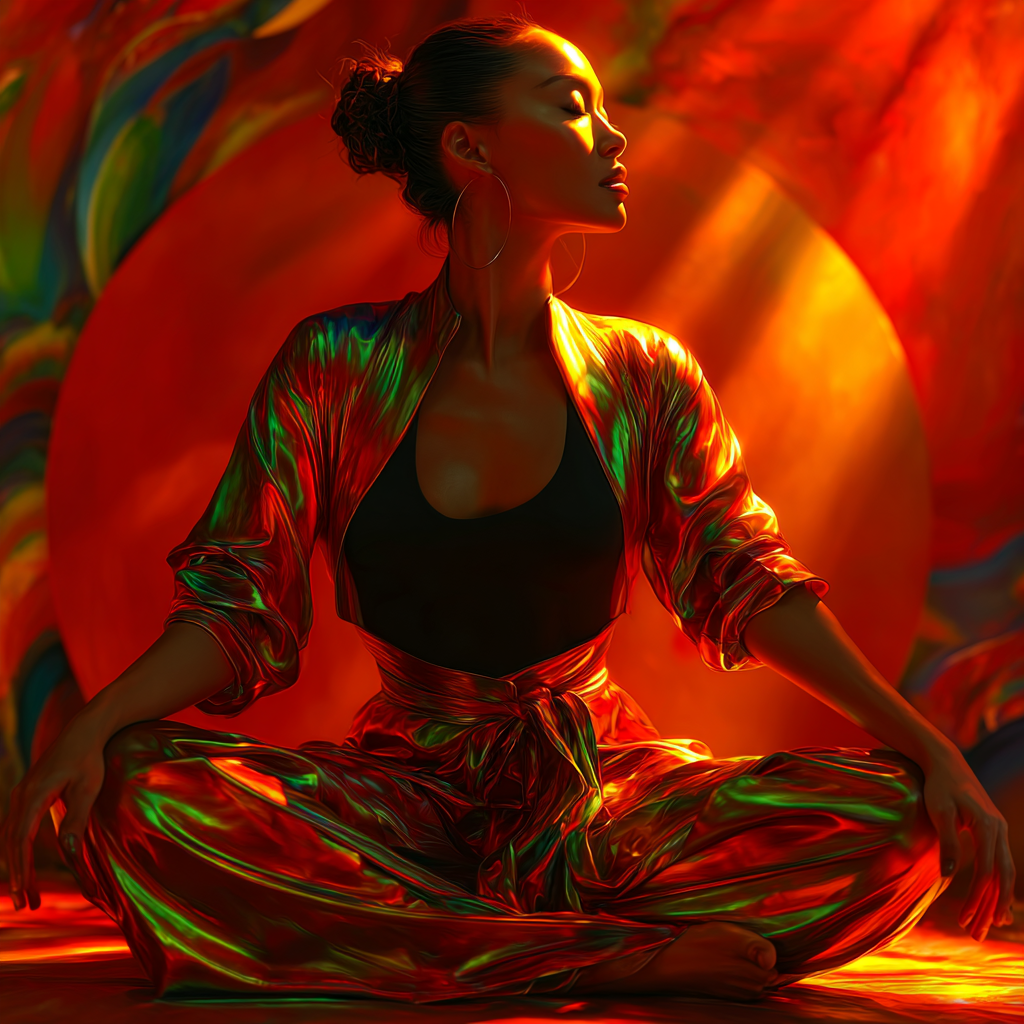 Meditation mudra hand gesture used during breathwork practice to support focus, balance and mind-body awareness.